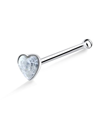 Colorless Heart Stone Bone Nose Stud NSKD-786